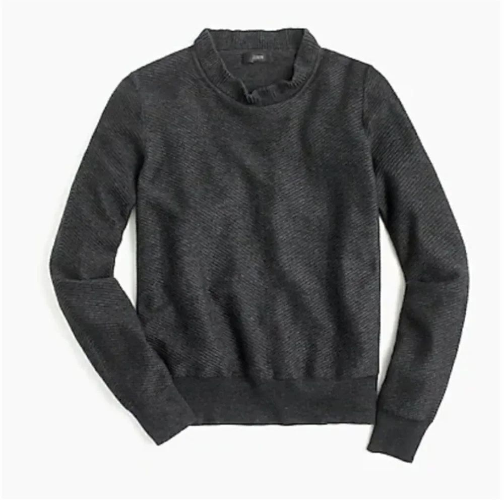 J.Crew Ruffle Neck Pullover Sweater Grey XS